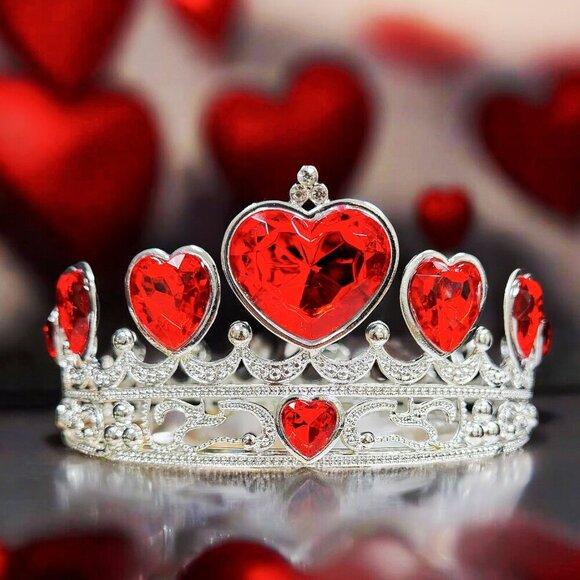 Queen of Heart Crown, Love Crown, Valentine Crown, Silver Crown, Wedding Crown main image 5